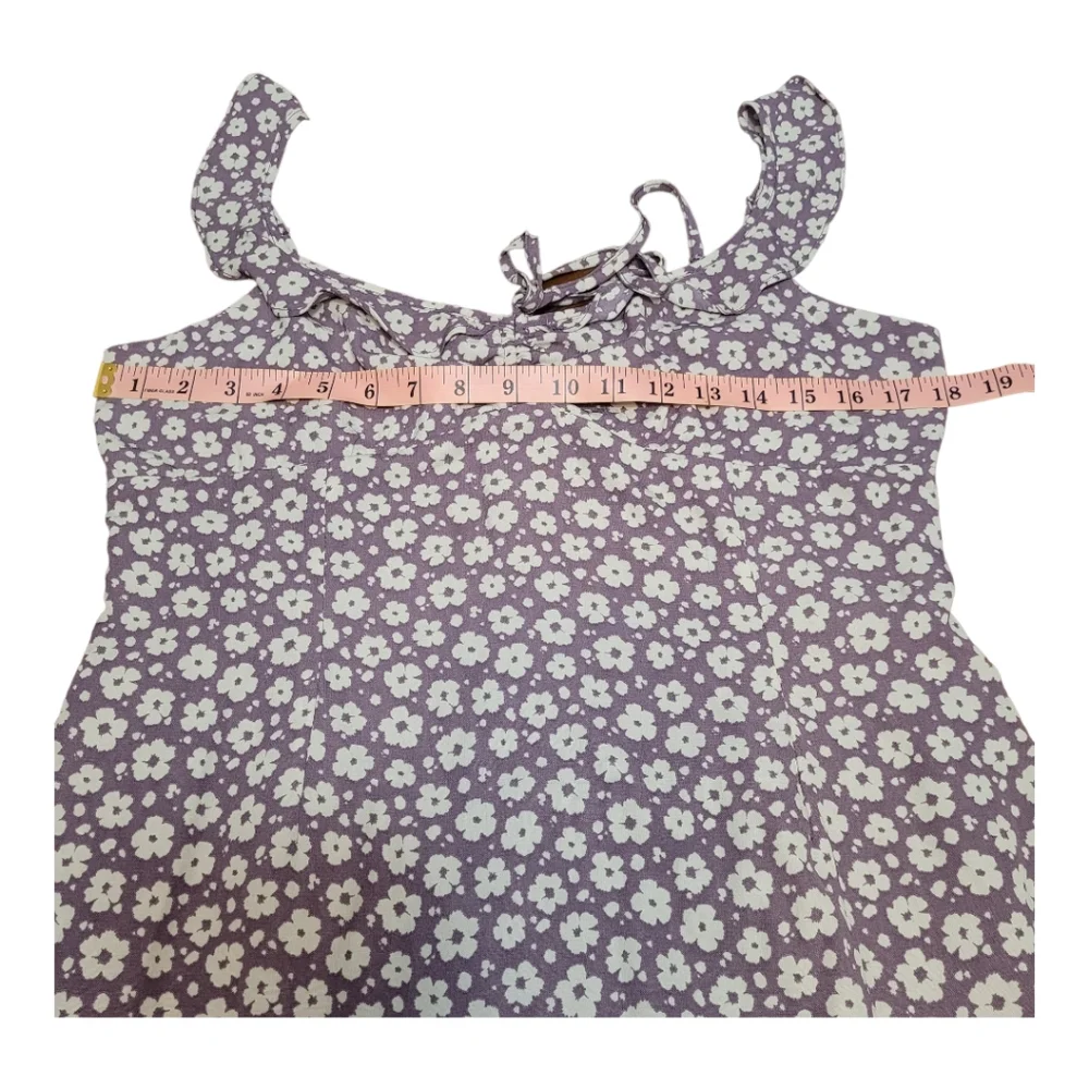 Pink Lily Purple Floral Ruffle Tank Dress Lightweight Summer Dress Size Large